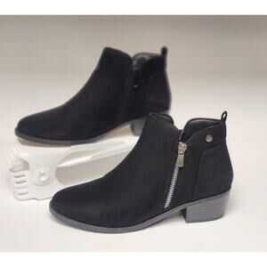 CM Women's Faux Suede Ankle Boots Black Size US 8M